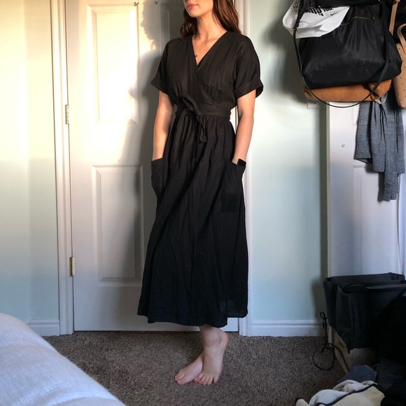 urban outfitters black wrap dress
